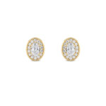 oval halo lab grown diamond studs in 14K Yellow Gold
