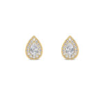 pear halo lab grown diamond studs in 14K Yellow Gold