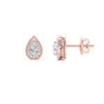 pear halo lab grown diamond studs in 14K Rose Gold