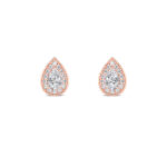 pear halo lab grown diamond studs in 14K Rose Gold