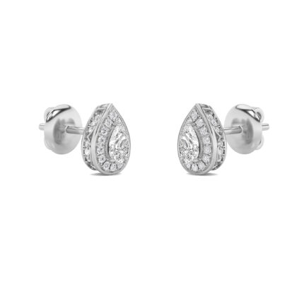 pear halo lab grown diamond studs in 14K White Gold