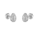 pear halo lab grown diamond studs in 14K White Gold