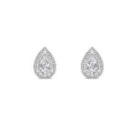 pear halo lab grown diamond studs in 14K White Gold