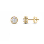 framed round halo lab grown diamond studs in 14K Yellow Gold