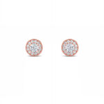 framed round halo lab grown diamond studs in 14K Rose Gold