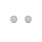 framed round halo lab grown diamond studs in 14K White Gold