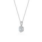 0.75 CT oval halo lab grown diamond pendant in 14K White Gold