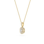 0.75 CT oval halo lab grown diamond pendant in 14K Yellow Gold