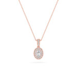 0.75 CT oval halo lab grown diamond pendant in 14K Rose Gold