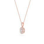 0.75 CT oval halo lab grown diamond pendant in 14K Rose Gold