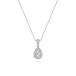 0.75 CT pear halo lab grown diamond pendant in 14K White Gold