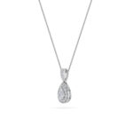 0.75 CT pear halo lab grown diamond pendant in 14K White Gold