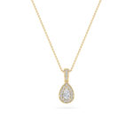 0.75 CT pear halo lab grown diamond pendant in 14K Yellow Gold