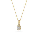 0.75 CT pear halo lab grown diamond pendant in 14K Yellow Gold