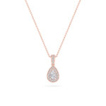 0.75 CT pear halo lab grown diamond pendant in 14K Rose Gold