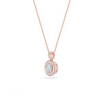 0.75 CT round halo lab grown diamond pendant in 14K Rose Gold
