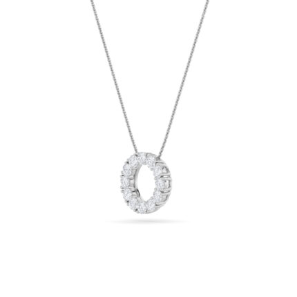 2 CT petite eternity circle round lab grown diamond pendant in 14K White Gold