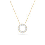 2 CT petite eternity circle round lab grown diamond pendant in 14K Yellow Gold