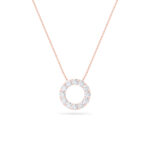 2 CT petite eternity circle round lab grown diamond pendant in 14K Rose Gold