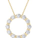 2 CT bezel eternity circle round lab grown diamond pendant in 14K Yellow Gold