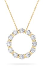2 CT bezel eternity circle round lab grown diamond pendant in 14K Yellow Gold