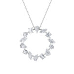 3 CT mixed shape eternity circle lab grown diamond pendant in 14K White Gold