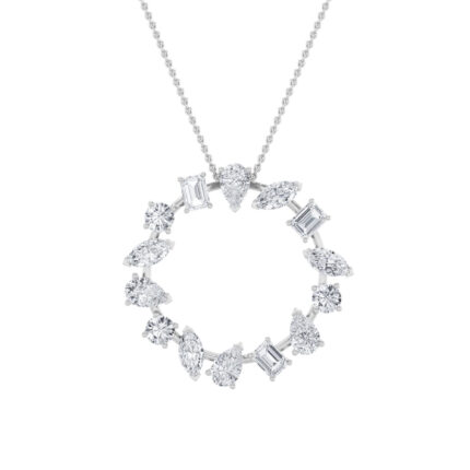 3 CT mixed shape eternity circle lab grown diamond pendant in 14K White Gold