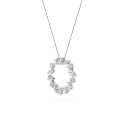 3 CT mixed shape eternity circle lab grown diamond pendant in 14K White Gold