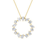 3 CT mixed shape eternity circle lab grown diamond pendant in 14K Yellow Gold