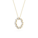 3 CT mixed shape eternity circle lab grown diamond pendant in 14K Yellow Gold