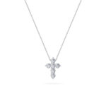 1.5 CT petite round cross lab grown diamond pendant in 14K White Gold