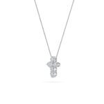 1.5 CT petite round cross lab grown diamond pendant in 14K White Gold