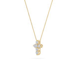 1.5 CT petite round cross lab grown diamond pendant in 14K Yellow Gold