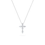 1.5 CT marquise petal cross lab grown diamond pendant in 14K White Gold