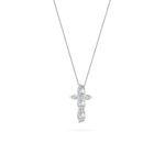 1.5 CT marquise petal cross lab grown diamond pendant in 14K White Gold