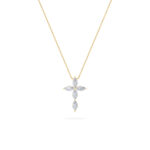 1.5 CT marquise petal cross lab grown diamond pendant in 14K Yellow Gold