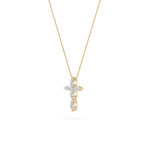1.5 CT marquise petal cross lab grown diamond pendant in 14K Yellow Gold