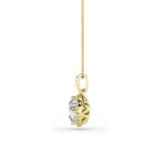 0.75 CT round halo lab grown diamond pendant in 14K Yellow Gold