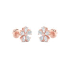 pear flower lab grown diamond studs in 14K Rose Gold