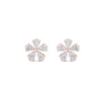 pear flower lab grown diamond studs in 14K Rose Gold