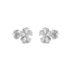 pear flower lab grown diamond studs in 14K White Gold