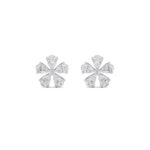pear flower lab grown diamond studs in 14K White Gold