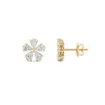 pear flower lab grown diamond studs in 14K Yellow Gold