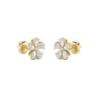 pear flower lab grown diamond studs in 14K Yellow Gold