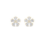 pear flower lab grown diamond studs in 14K Yellow Gold