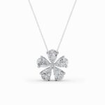 1.5 CT pear petal flower lab grown diamond pendant in 14K White Gold