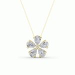 1.5 CT pear petal flower lab grown diamond pendant in 14K Yellow Gold