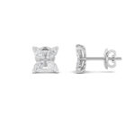marquise flower lab grown diamond studs in 14K White Gold