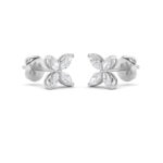 marquise flower lab grown diamond studs in 14K White Gold