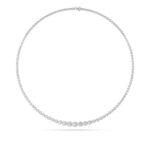 graduated bezel riviera half-way lab grown diamond necklace in 14K White Gold